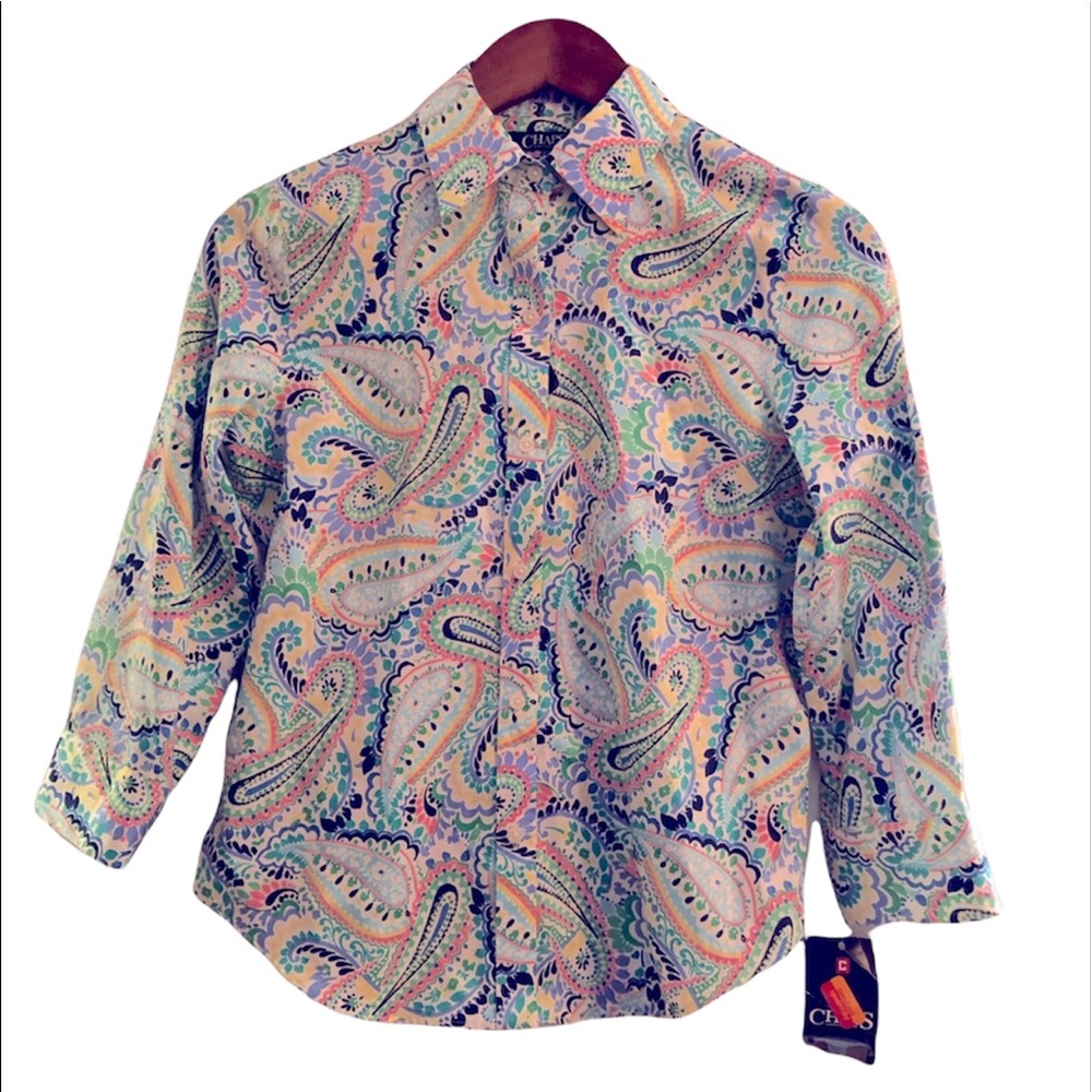 Chaps No Iron Fitted Paisley Print Top Siz…